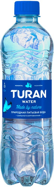 На фото изображение Turan Sparkling, PET, 0.5 L (Туран Газированная, в пластиковой бутылке объемом 0.5 литра)