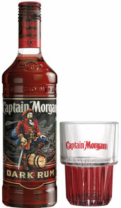 Captain Morgan Dark, with glass, 0.7 л