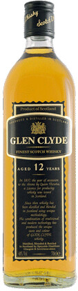 На фото изображение Glen Clyde 12 Years Old, 1 L (Виски Глен Клайд 12 лет в бутылках объемом 1 литр)