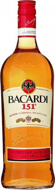 In the photo image Bacardi 151, 0.75 L