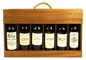 In the photo image Wooden set for 6 bottles of wine, cherry