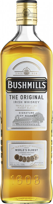 На фото изображение Bushmills Original, 0.7 L (Бушмилс Ориджнл в бутылках объемом 0.7 литра)