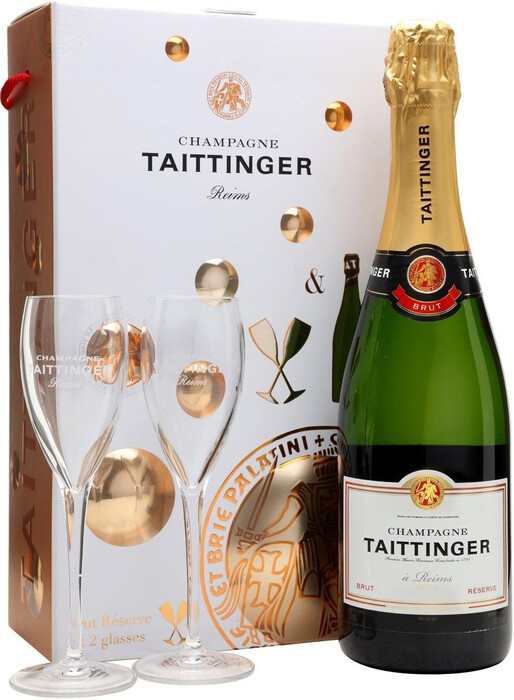 In the photo image Taittinger, Brut Reserve with 2 Glasses