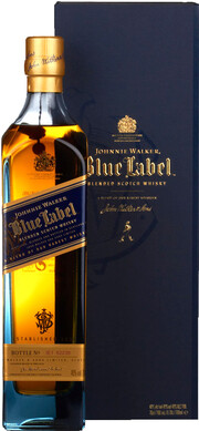 На фото изображение Blue Label, with box, 0.7 L (Блю Лейбл, в коробке в бутылках объемом 0.7 литра)
