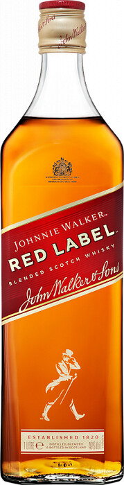 На фото изображение Red Label, 1 L (Джонни Уокер, Рэд Лейбл в бутылках объемом 1 литр)