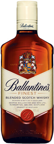 На фото изображение Ballantines Finest, 0.5 L (Баллантайнс Файнест в бутылках объемом 0.5 литра)