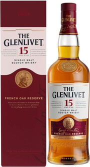 На фото изображение The Glenlivet 15 years, with box, 0.7 L (Гленливет 15-летний, в подарочной коробке в бутылках объемом 0.7 литра)