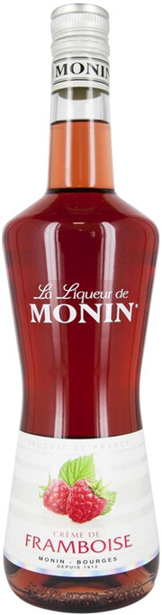На фото изображение Monin, Creme de Framboise, 0.7 L (Монин, Крем де Фрамбуа объемом 0.7 литра)