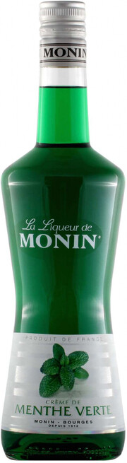 На фото изображение Monin, Creme de Menthe Verte, 0.7 L (Монин, Крем де Мент Верт объемом 0.7 литра)