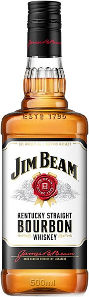 На фото изображение Jim Beam, 0.5 L (Джим Бим в бутылках объемом 0.5 литра)