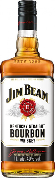 На фото изображение Jim Beam, 1 L (Джим Бим в бутылках объемом 1 литр)