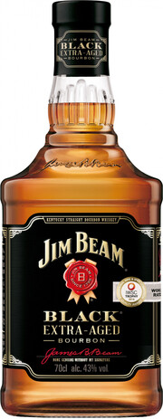На фото изображение Jim Beam Black, 0.7 L (Джим Бим Блэк в бутылках объемом 0.7 литра)