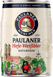 Немецкое пиво Paulaner, Hefe-Weissbier Naturtrub, mini keg, 5 л