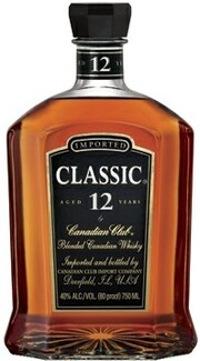 На фото изображение Canadian Club Classic aged 12 years, 0.7 L (Канадиан Клаб Классик 12 лет выдержки в бутылках объемом 0.7 литра)