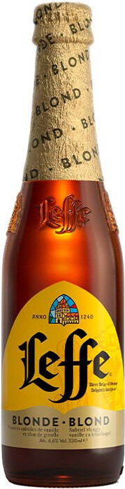 На фото изображение Leffe Blonde, 0.33 L (Леффе Блонде объемом 0.33 литра)