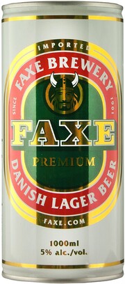 На фото изображение Faxe Premium, in can, 1 L (Факс Премиум, в жестяной банке объемом 1 литр)