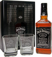 Американский виски Jack Daniels, metal box with 2 glasses, 0.7 л