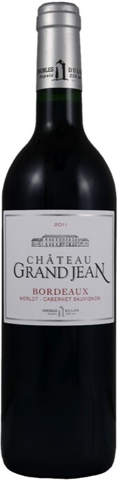 На фото изображение Chateau Grand Jean Rouge, Bordeaux AOC, 2011, 0.75 L (Шато Гран Жан Руж, 2011 объемом 0.75 литра)