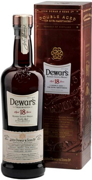 На фото изображение Dewars 18, in box, 0.75 L (Дьюарс 18-летний, в подарочной коробке в бутылках объемом 0.75 литра)