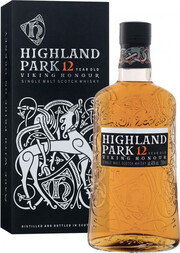 На фото изображение Highland Park, Viking Honour 12 Years Old, with box, 0.7 L (Хайлэнд Парк, Викинг Онор 12-летний, в подарочной коробке в бутылках объемом 0.7 литра)