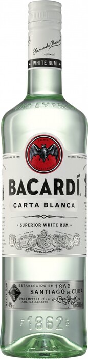 На фото изображение Bacardi Carta Blanca, 0.5 L (Бакарди Карта Бланка объемом 0.5 литра)