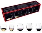 На фото изображение На фото изображение Riedel, O Key to Wine Tasting Set, set of 5 glasses (О, Набор бокалов для красного и белого вина, 5 шт.)