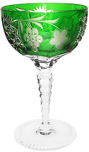 На фото изображение Ajka Crystal, Grape Emerald, Champagne Stemglass, 0.21 L (Грейп Темно-зеленый, Фужер для шампанского объемом 0.21 литра)