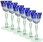 Ajka Crystal, St. Louis Cobalt Blue, Liquor Stemglass, Set of 6 pcs, 70 мл
