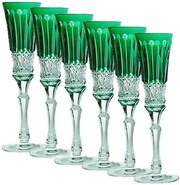 Ajka Crystal, St. Louis Emerald, Champagne Stemglass, Set of 6 pcs, 120 мл