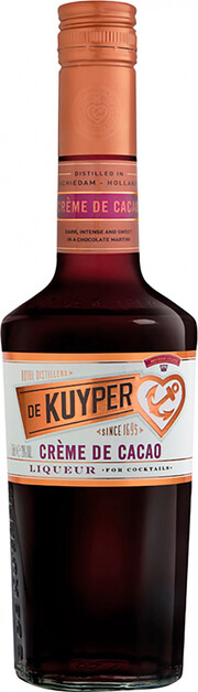На фото изображение De Kuyper Creme de Cacao Brown, 0.7 L (Де Кайпер Крем де Какао Браун объемом 0.7 литра)