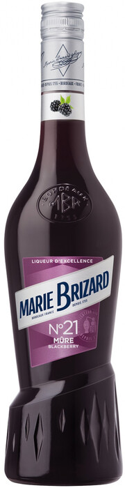 На фото изображение Marie Brizard, Blackberry, 0.7 L (Мари Бризар, Ежевичный ликер объемом 0.7 литра)