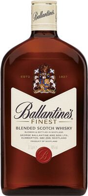 На фото изображение Ballantines Finest, 0.375 L (Баллантайнс Файнест в маленьких бутылках объемом 0.375 литра)