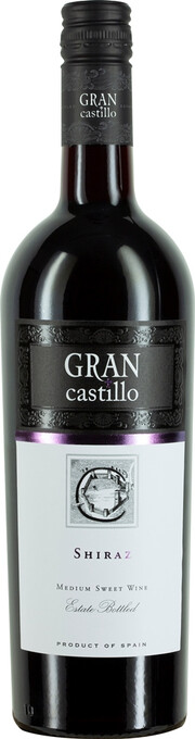 На фото изображение Gran Castillo, Shiraz, Valencia DOP, 0.75 L (Гран Кастильо, Шираз объемом 0.75 литра)