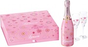 Lanson, Rose Label Brut Rose, pink coated & 2 transparent glasses gift box