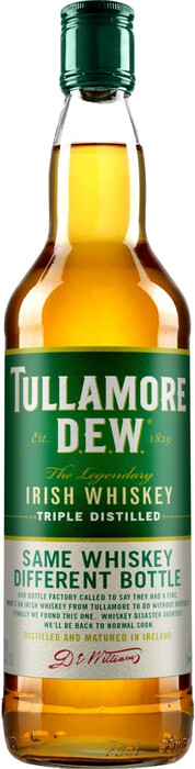 На фото изображение Tullamore Dew, 0.7 L (Талмор Дью в бутылках объемом 0.7 литра)