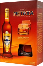 Metaxa 7*, gift box with 2 glasses, 0.7 L