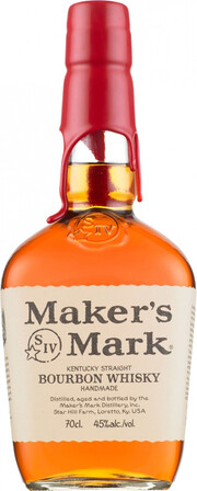 На фото изображение Makers Mark, 0.7 L (Мэйкерс Марк в бутылках объемом 0.7 литра)