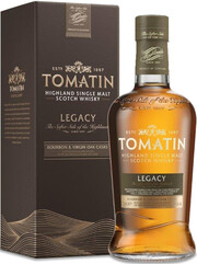 На фото изображение Tomatin, Legacy, gift box, 0.7 L (Томатин, Легаси, в подарочной коробке в бутылках объемом 0.7 литра)