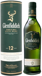 На фото изображение Glenfiddich 12 Years Old, in tube, 0.375 L (Гленфиддик 12 лет, в коробке в маленьких бутылках объемом 0.375 литра)