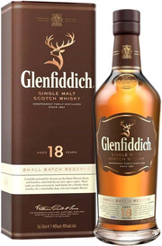 На фото изображение Glenfiddich 18 Years Old, in tube, 0.75 L (Гленфиддик 18 лет, в тубе в бутылках объемом 0.75 литра)