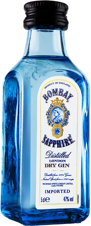 На фото изображение Bombay Sapphire, 0.05 L (Бомбей Сапфир объемом 0.05 литра)