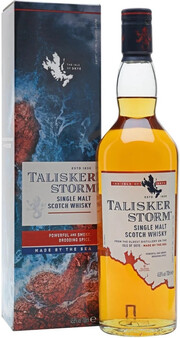 На фото изображение Talisker Storm, gift box, 0.7 L (Талискер Шторм, в подарочной коробке в бутылках объемом 0.7 литра)