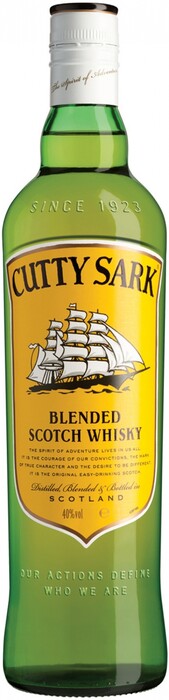 На фото изображение Cutty Sark, 1 L (Катти Сарк в бутылках объемом 1 литр)