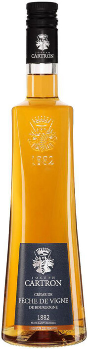 На фото изображение Joseph Cartron, Creme de Peche de Vigne de Bourgogne, 0.7 L (Джозеф Картрон, Крем де Пеш Винье де Бургунь (персик) объемом 0.7 литра)