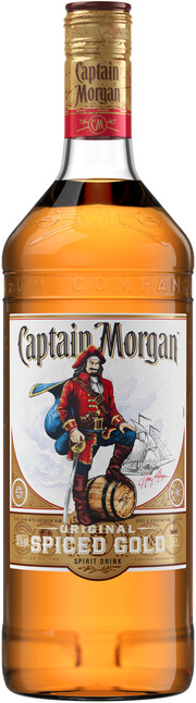 На фото изображение Captain Morgan Spiced Gold, 1 L (Капитан Морган Спайсд Голд объемом 1 литр)