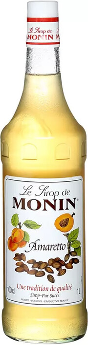На фото изображение Monin, Amaretto, 1 L (Монин, Амаретто объемом 1 литр)