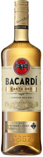 На фото изображение Bacardi Carta Oro, 1 L (Бакарди Карта Оро объемом 1 литр)