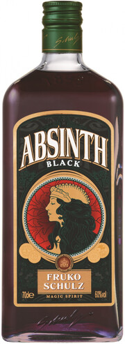 На фото изображение Fruko Schulz Absinth Black, 0.7 L (Фруко Шульц Абсент Черный объемом 0.7 литра)
