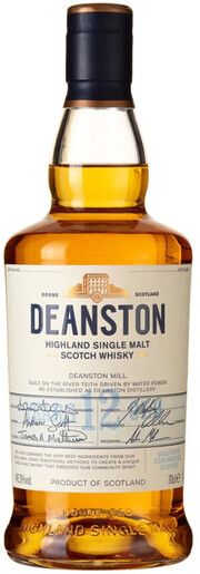 На фото изображение Deanston Aged 12 Years, gift tube, 0.7 L (Динстон 12-летний, в подарочной тубе в бутылках объемом 0.7 литра)