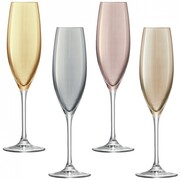 LSA International, Polka Champagne Flute Metallics Assorted, Set of 4 glasses, 225 мл